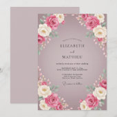 マーブルの薔薇の結婚式 招待状 (正面/裏面)