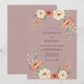 マーブルの詩的な秋の結婚式 招待状 (正面/裏面)