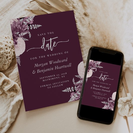 マーブルの銀の花嫁保存日 招待状