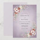 マーブルの銅色の芍薬の結婚式 招待状 (正面/裏面)