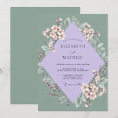 マーブルの頬紅の葉の結婚式 招待状 (正面/裏面)