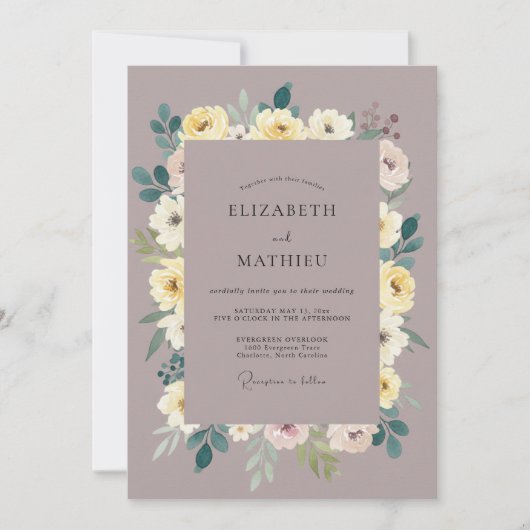 マーブルの黄色いボタン wedding 招待状 (正面)