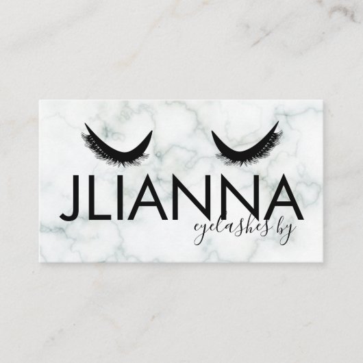 マーブルはっきりしたまつ毛サロン白黒 名刺 (正面)