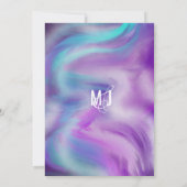 マーブルはっきりしたミントパープルブルータイポグラフィ結婚ズ 招待状 (裏面)