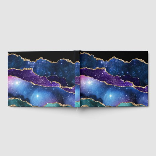 マーブルアゲートストーン銀河系スパークリー輝くスターズ ゲストブック (全面)