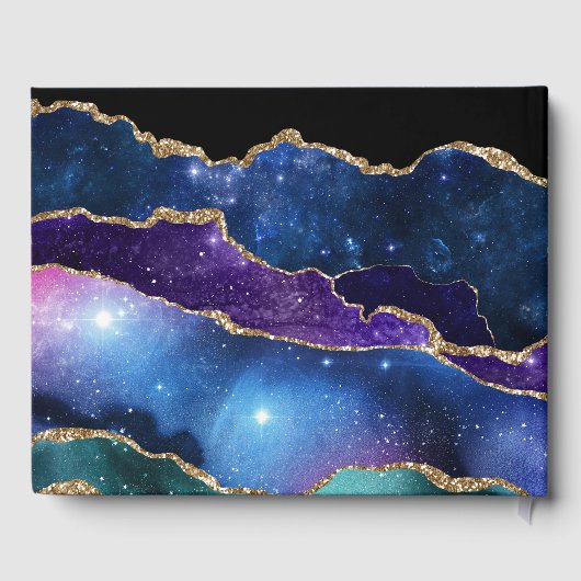 マーブルアゲートストーン銀河系スパークリー輝くスターズ ゲストブック (裏面)