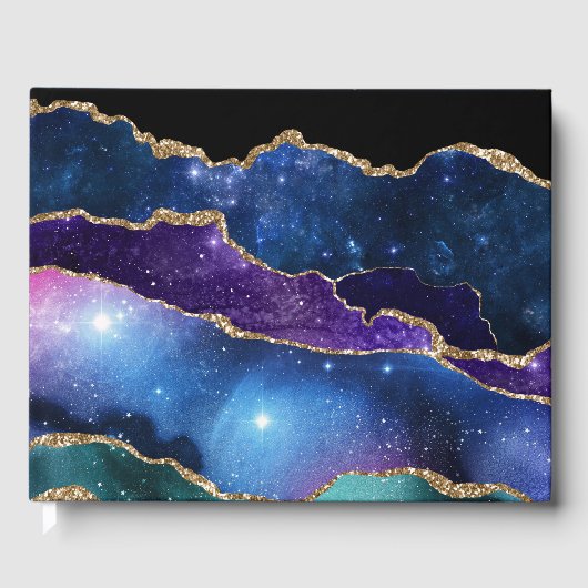 マーブルアゲートストーン銀河系スパークリー輝くスターズ ゲストブック (正面)