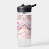 マーブルアゲートトレンディーブルーピンク金ゴールドコレクション ウォーターボトル (左面)