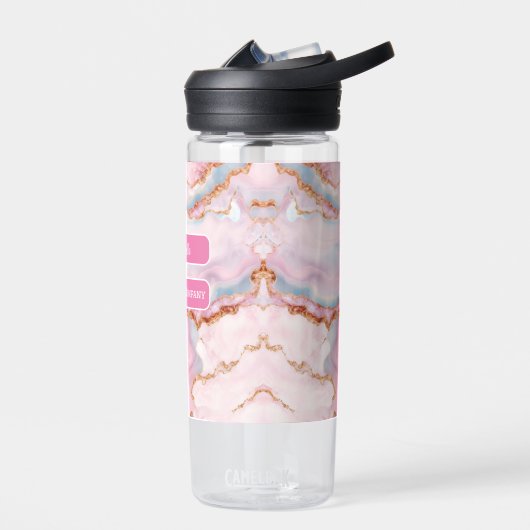 マーブルアゲートトレンディーブルーピンク金ゴールドコレクション ウォーターボトル (左面)