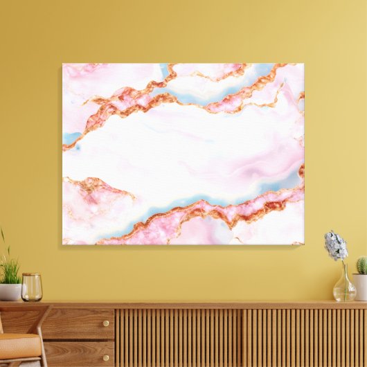 マーブルアゲートトレンディーブルーピンク金ゴールドコレクション キャンバスプリント (インサイチュ (リビング))