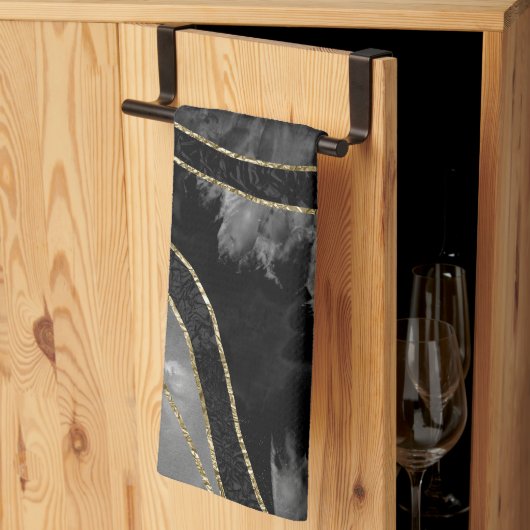 マーブルアゲート金ゴールドグラム11 キッチンタオル (三つ折り)