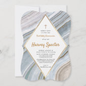 マーブルアゲート金ゴールドファーストホリーコミュニオン招待状 招待状 (正面)