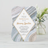 マーブルアゲート金ゴールドファーストホリーコミュニオン招待状 招待状 (スタンド正面)