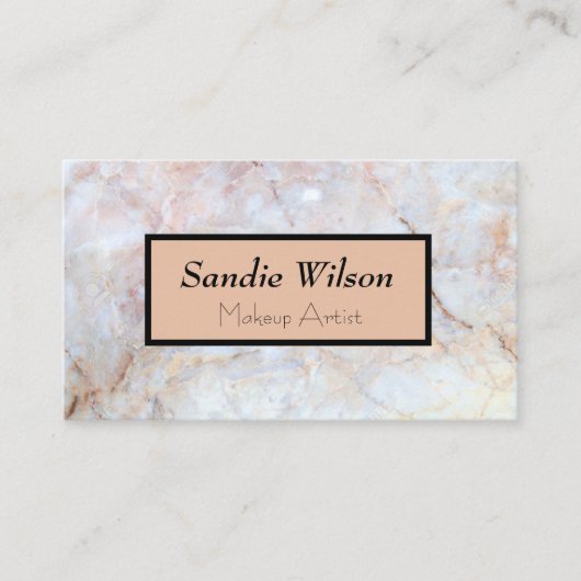 マーブルアンドピンクデザインメイクアップアーティストサロングリッター 名刺 (正面)