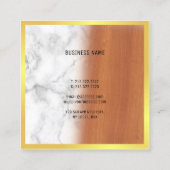 マーブルウッドブラック金ゴールドエレガントラグジュアリーテンプレート スクエア名刺 (裏面)