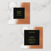 マーブルウッドブラック金ゴールドエレガントラグジュアリープレーンクール スクエア名刺 (正面/裏面)