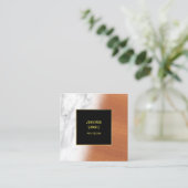 マーブルウッドブラック金ゴールドエレガントラグジュアリープレーンクール スクエア名刺 (スタンド正面)