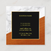 マーブルウッドブラック金ゴールドテンプレートラグジュアリー スクエア名刺 (裏面)