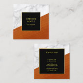 マーブルウッドブラック金ゴールドテンプレートラグジュアリー スクエア名刺 (正面/裏面)