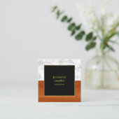 マーブルウッドブラック金ゴールドラグジュアリーテンプレート スクエア名刺 (スタンド正面)