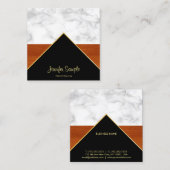 マーブルウッド金ゴールドラグジュアリーエレガントプロフェッショナルシック スクエア名刺 (正面/裏面)