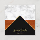 マーブルウッド金ゴールドラグジュアリーエレガントプロフェッショナルシック スクエア名刺 (正面)