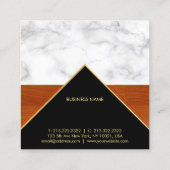 マーブルウッド金ゴールドラグジュアリーエレガントプロフェッショナルシック スクエア名刺 (裏面)