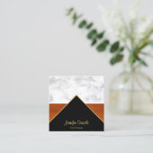 マーブルウッド金ゴールドラグジュアリーエレガントプロフェッショナルシック スクエア名刺 (スタンド正面)