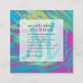 マーブルエレガントアカラフルゲート美容師 スクエア名刺 (裏面)