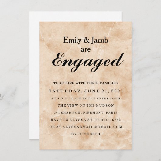 マーブルエレガントウェディング婚約 招待状 (正面/裏面)