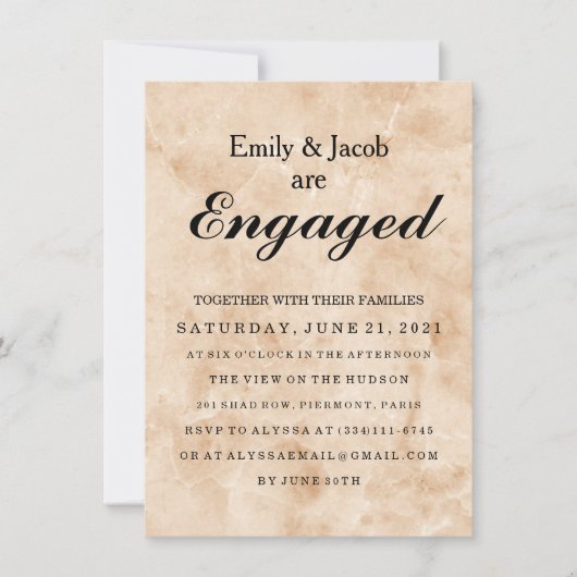 マーブルエレガントウェディング婚約 招待状 (正面)