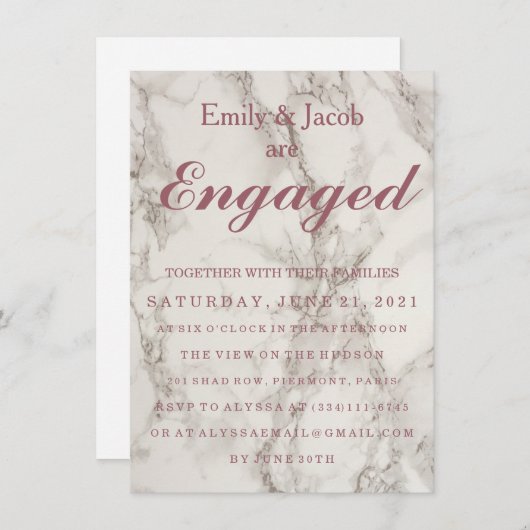 マーブルエレガントウェディング婚約 招待状 (正面/裏面)