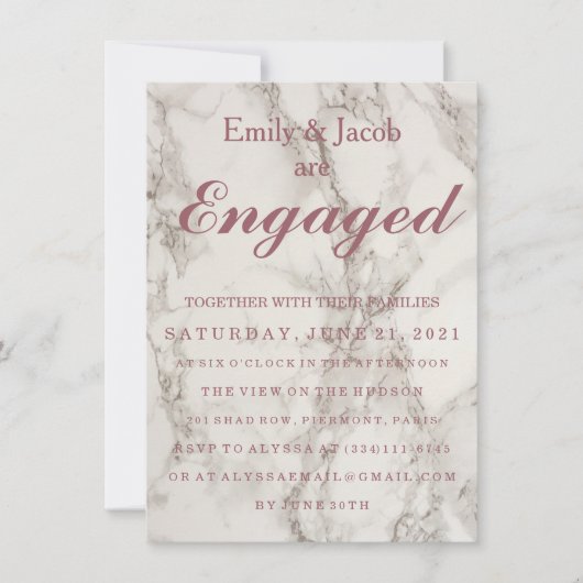 マーブルエレガントウェディング婚約 招待状 (正面)
