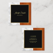 マーブルエレガントウッド金ゴールドラグジュアリーモダンプレーン スクエア名刺 (正面/裏面)