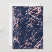 マーブルエレガントネイビーブルーバラ金ゴールド結婚ズ 招待状 (裏面)