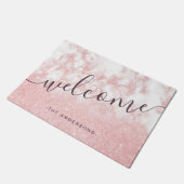 マーブルエレガント勾配バラ金ゴールドグリッター ドアマット (アングル)