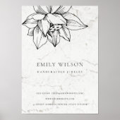 マーブルエレガント白黒ロータスシンプルビジネス ポスター (正面)