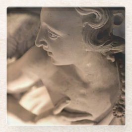 マーブルエンジェル彫刻プリント ガラスコースター