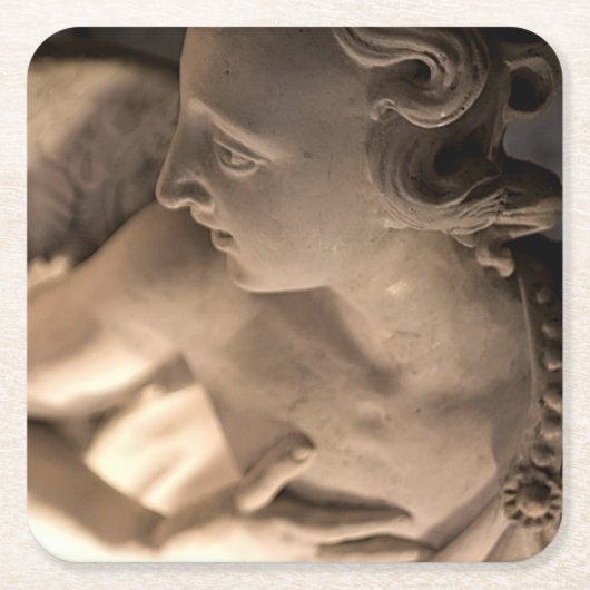 マーブルエンジェル彫刻プリント スクエアペーパーコースター (正面)