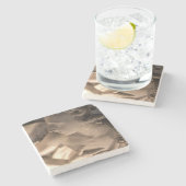 マーブルエンジェル彫刻プリント ストーンコースター (横)