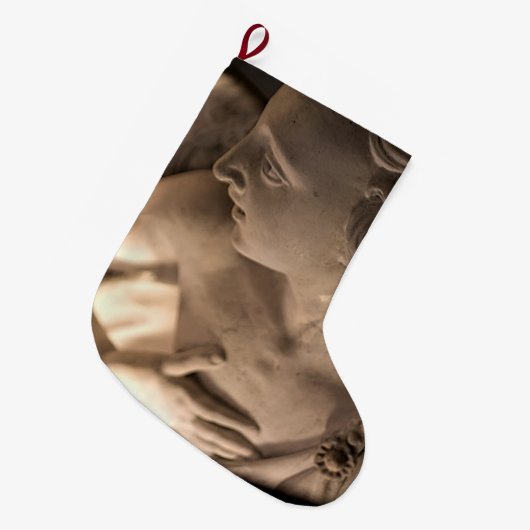 マーブルエンジェル彫刻プリント ラージクリスマスストッキング (正面 (吊り時))
