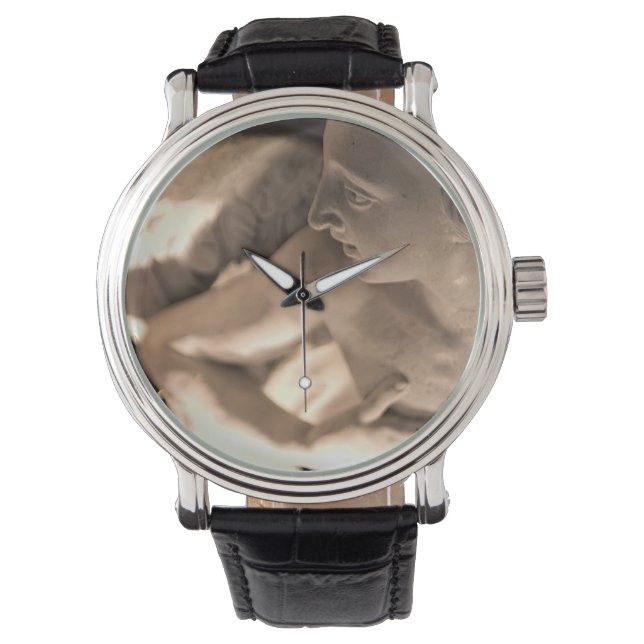 マーブルエンジェル彫刻プリント 腕時計 (正面)
