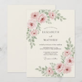 マーブルオリーブの芍薬の結婚式 招待状 (正面/裏面)