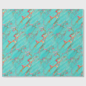 マーブルカラフルフェイクターコイズブルークラフトギフト ラッピングペーパー (フラット)