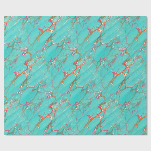 マーブルカラフルフェイクターコイズブルークラフトギフト ラッピングペーパー (フラット)