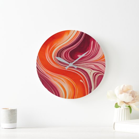 マーブルカラフル紙アートウォールクロック ラージ壁時計 (ホーム)