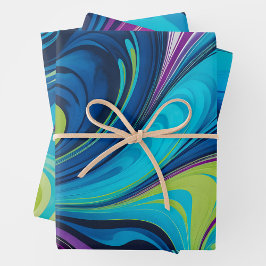 マーブルカラフル紙アートラッピング紙シート ラッピングペーパーシート