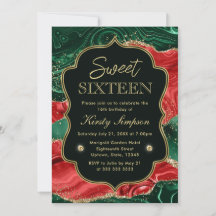 マーブルクリスマスアゲート&金ゴールドグリッタースウィート16