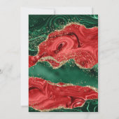 マーブルクリスマスアゲート&金ゴールドグリッタースウィート16 招待状 (裏面)