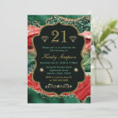 マーブルクリスマスゲート&金ゴールドグリッター誕生日 招待状 (スタンド正面)